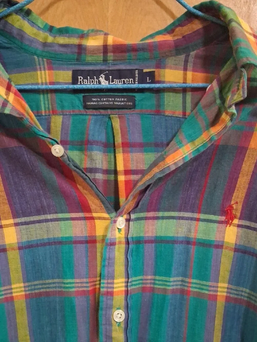 Polo by Ralph Lauren Teal Purple Yellow Plaid Button-Down Shirt
